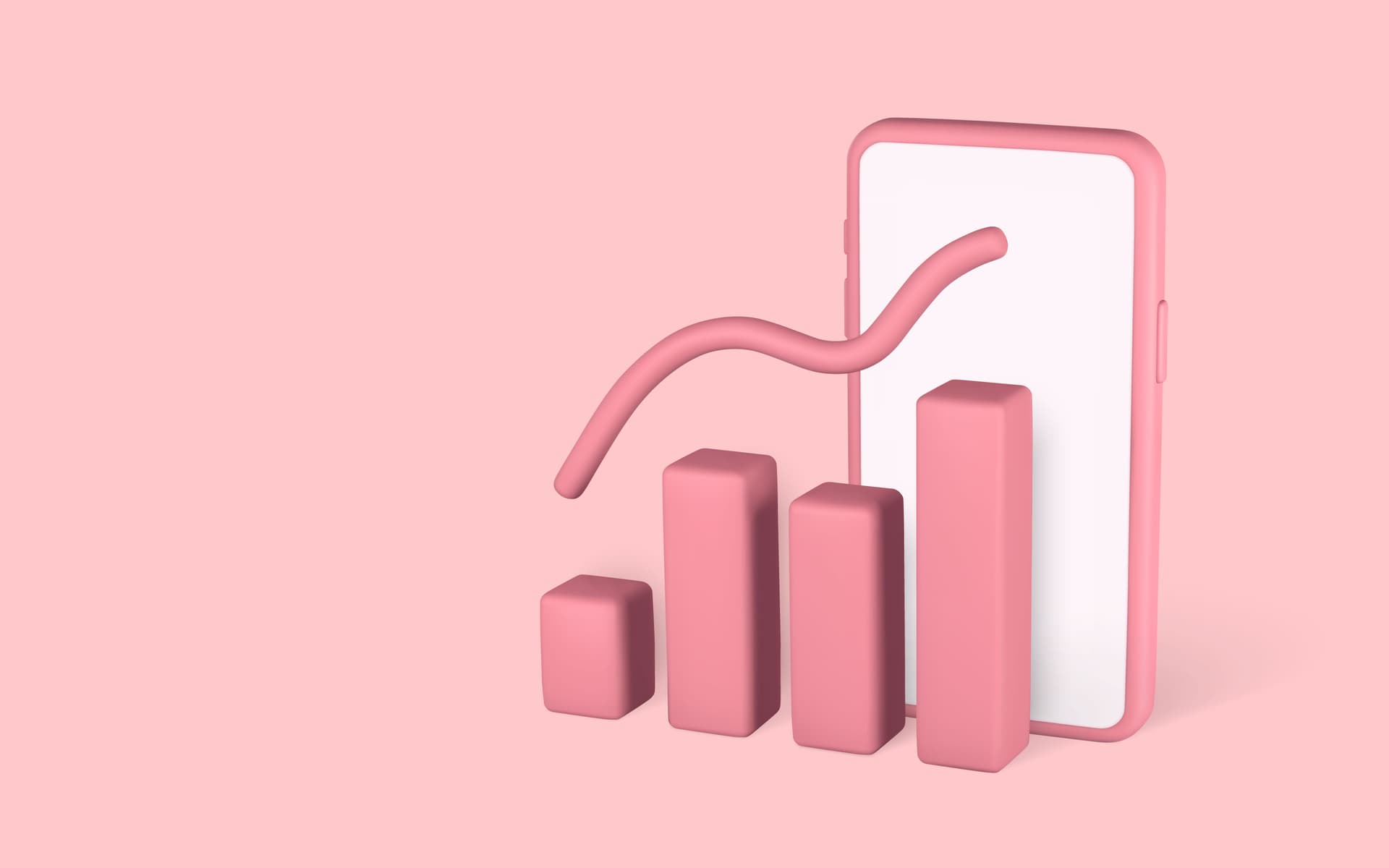 3D Cute cartoon mobile smart phone with statistics finance chart graph analytics. Business graph. Business invest development concept. Vector illustration.