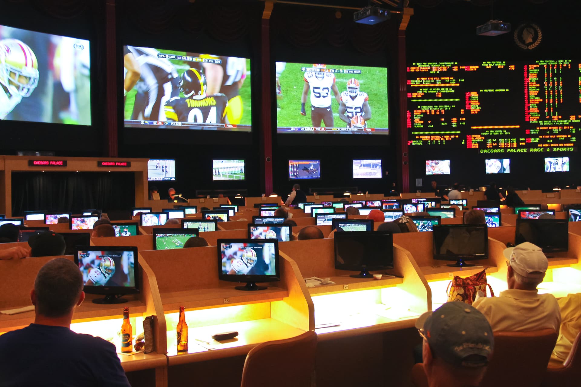 LAS VEGAS, NEVADA, USA - OCTOBER 20 : Sport betting at Caesar's Palace  on October 20, 2013 in Las Vegas, Caesar's Palace hotel opened in 1966 and has a Roman Empire theme.