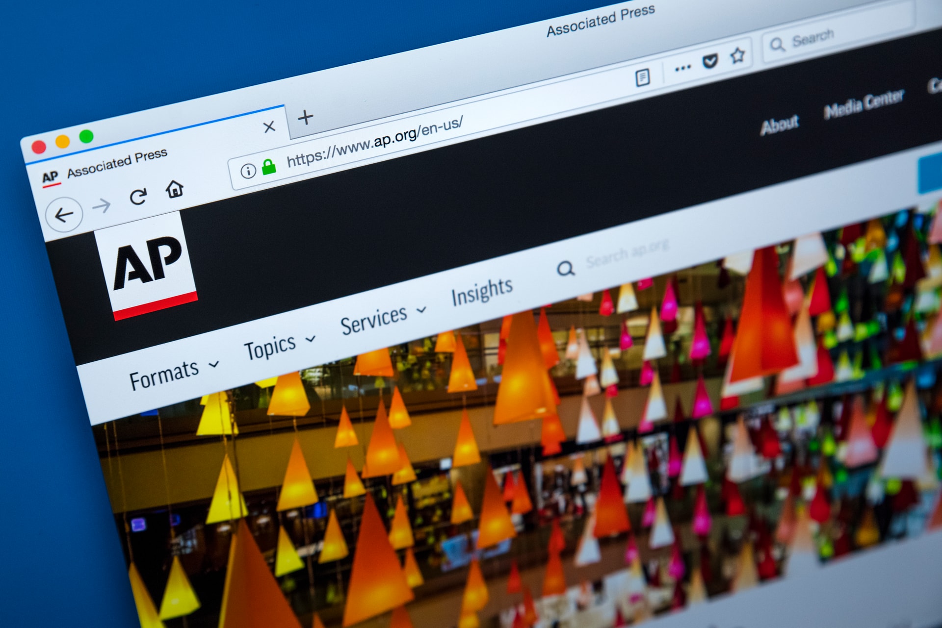 LONDON, UK - DECEMBER 4TH 2017: The homepage of the official website for The Associated Press - the American multinational news agency, on 4th December 2017.